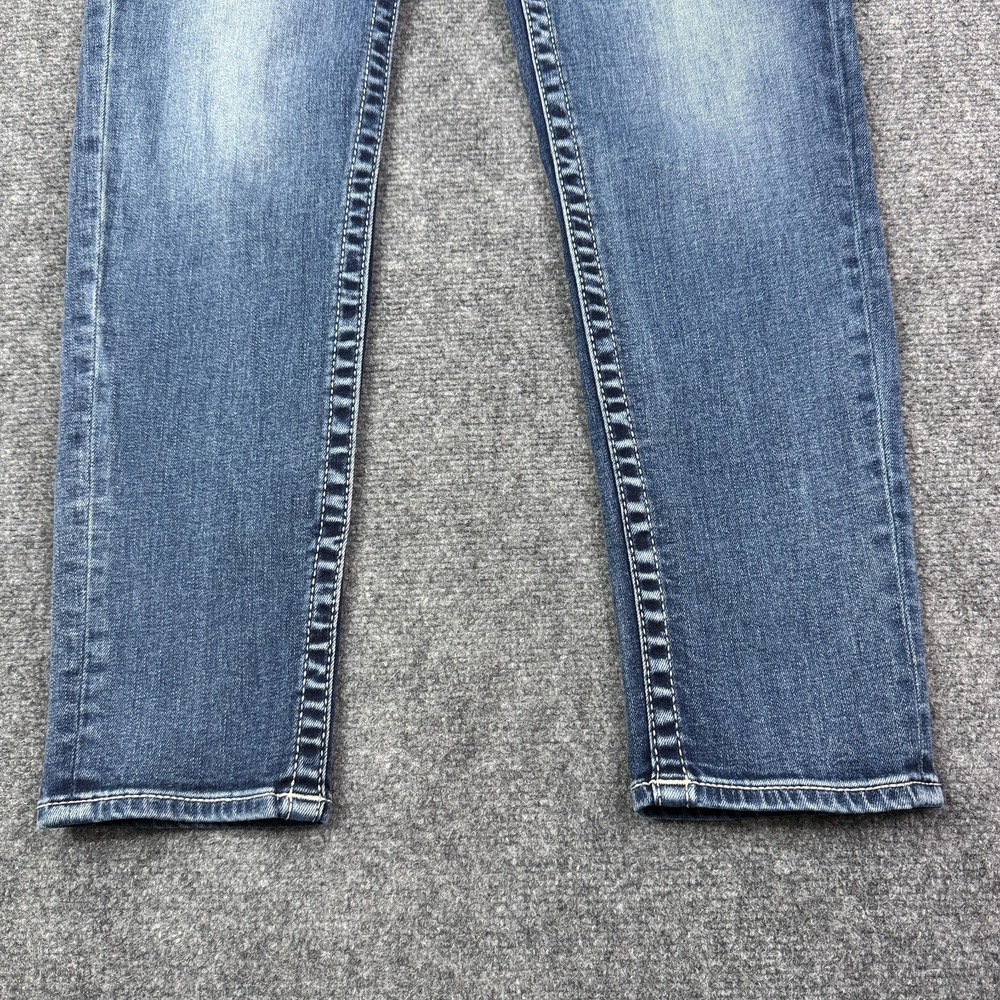 Vigoss Womens Tomboy Jeans 10 Straight Leg Blue Embroidered Stretch Y2K - Picture 2 of 16